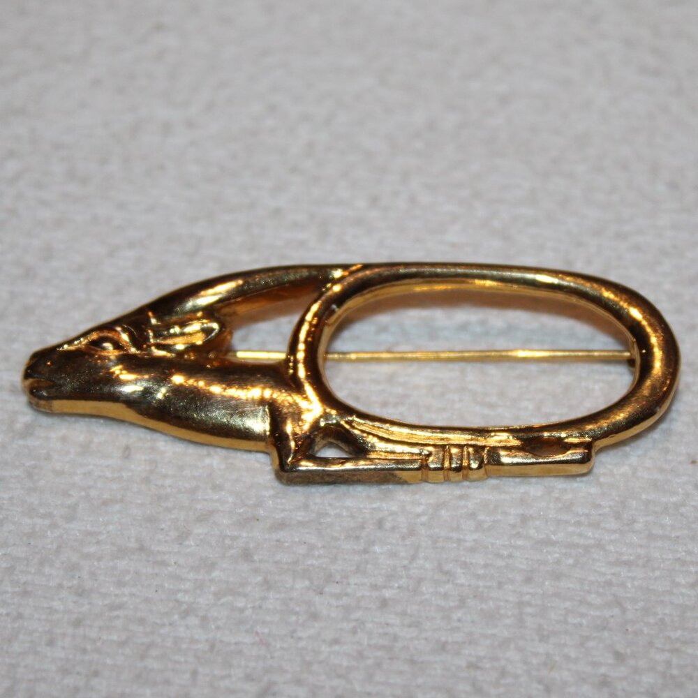 BLMJ gazelle brooch pin‎ gold plated on 925 sterling silver